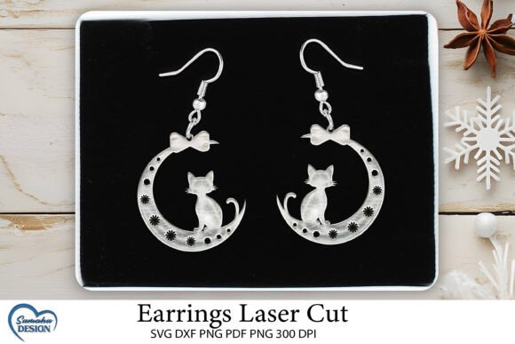 Cat Earrings Laser Cut. Cat SVG.