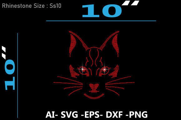 Cat Vector Rhinestone Design