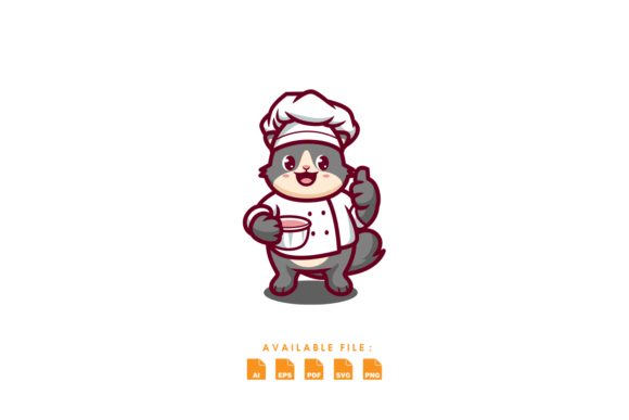 Chef Cat is Cooking Leat Illustration