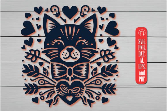 Cricut Laser Cut Valentine Cat SVG