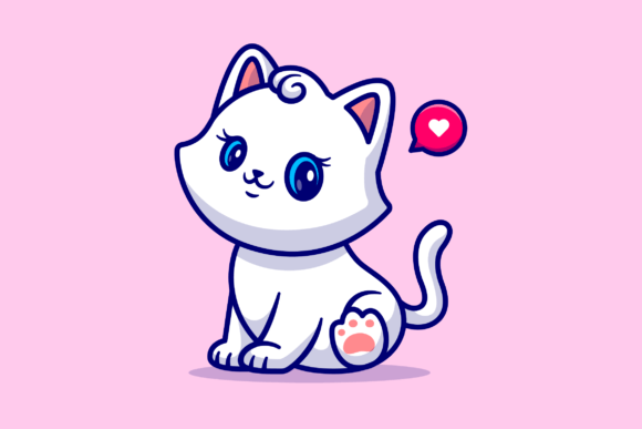 Cute Cat Girl Sitting Cartoon
