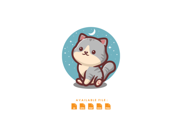 Cute Cat Looked Up at the Night Sky