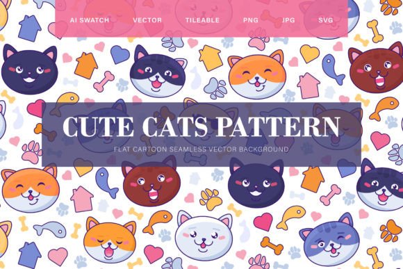 Cute Cats Seamless Pattern