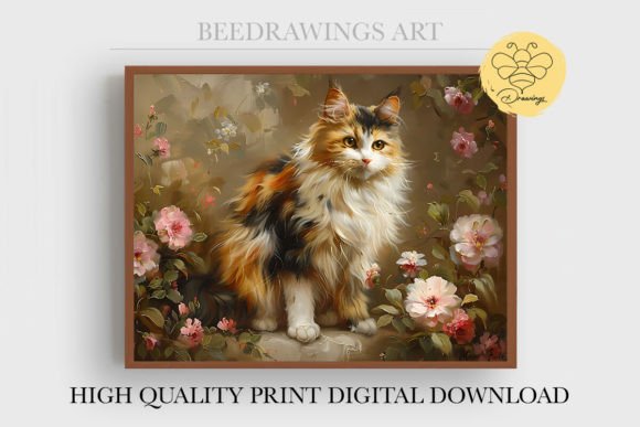 Cute Oil Paint Adorable Cat Wall Art 13