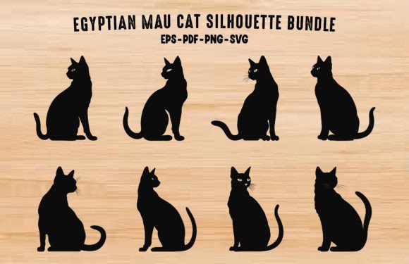 Egyptian Cats Silhouette Clipart Bundle