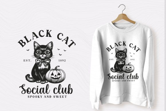 Halloween Witch Black Cat Social Club