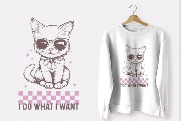I Do What I Want Vintage Funny Cat PNG