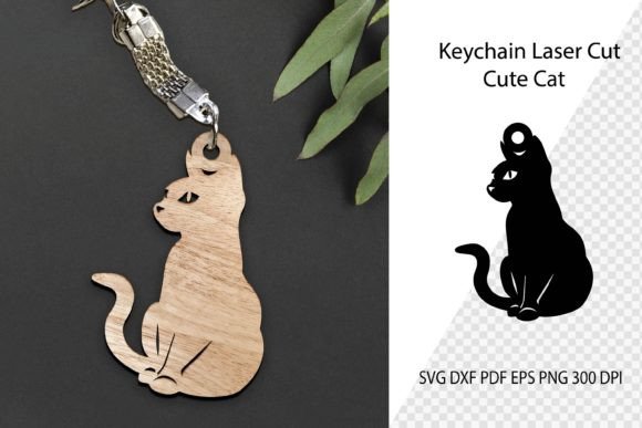 Keychain Laser Cut File. Cat SVG