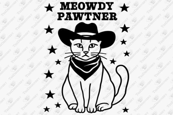 Meowdy Pawtner Funny Cowboy Cat
