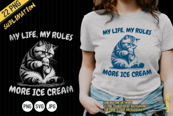 My Life My Rules Cat Eat Ice Cream Shirt