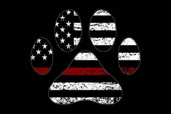 Paw with Thin Red Line Flag
