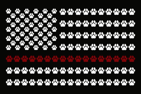 Red Line Dog Paw Flag Design