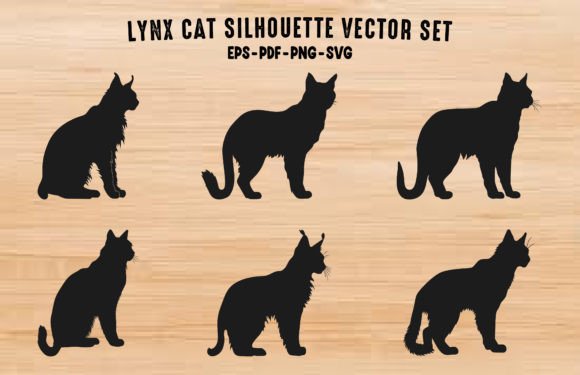 Set of Lynx Cats Vector Silhouettes