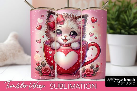 Valentine Cat Tumbler Sublimation PNG