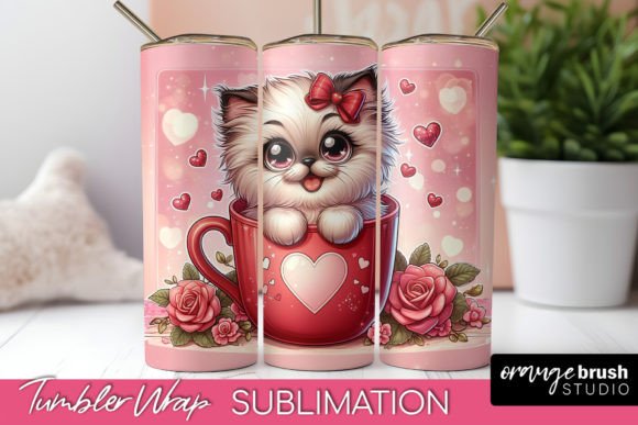 Valentine’s Day Cat Sublimation Tumbler