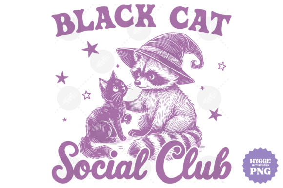 Vintage Witch Raccoon Halloween Cat Club