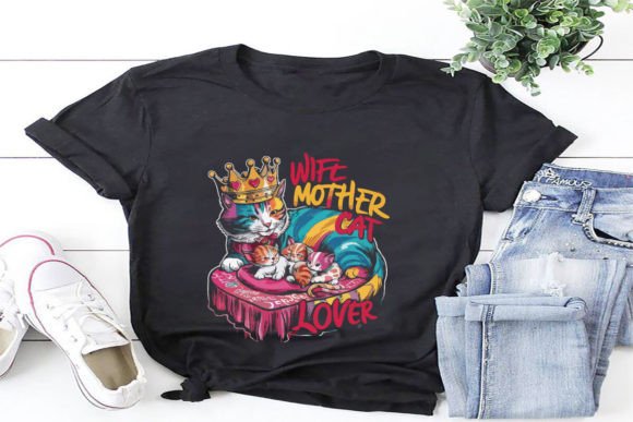 Wife Mother Cat Lover Mother's Day Tshir